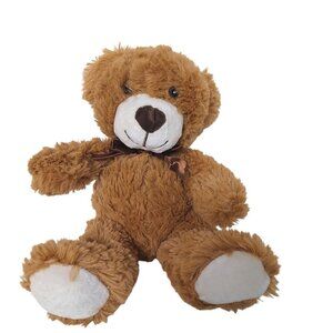 Teddy Bear Plush Brown Bow Stuffed Animal 12.5 Inch